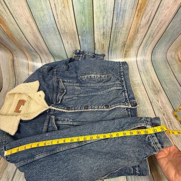 Vintage Denim Jean Jacket Weekends Sherpa Lined Made in USA M/L 80's Coat Retro - Picture 12 of 12